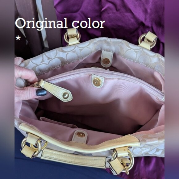 Coach F15510 Ashley Signature Jacquard Gold Brwn Leather Satchel/See descrip. - Picture 4 of 16